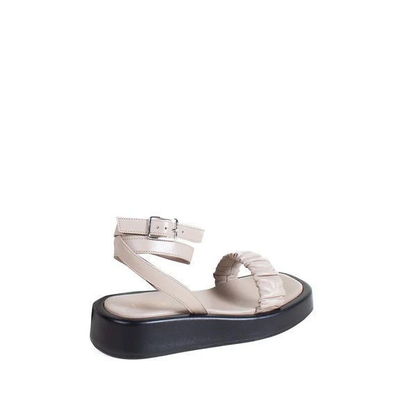 Elleme Chouchou Ruched Ankle-Strap Leather Platform Sandals Taupe. - Picture 8 of 9